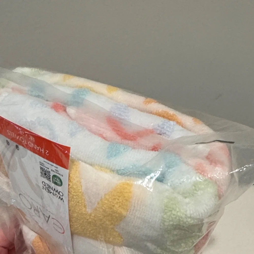 CARO Home Bunny Design Hand Towels - Orange, Green, Pink, Blue , peach, apricot